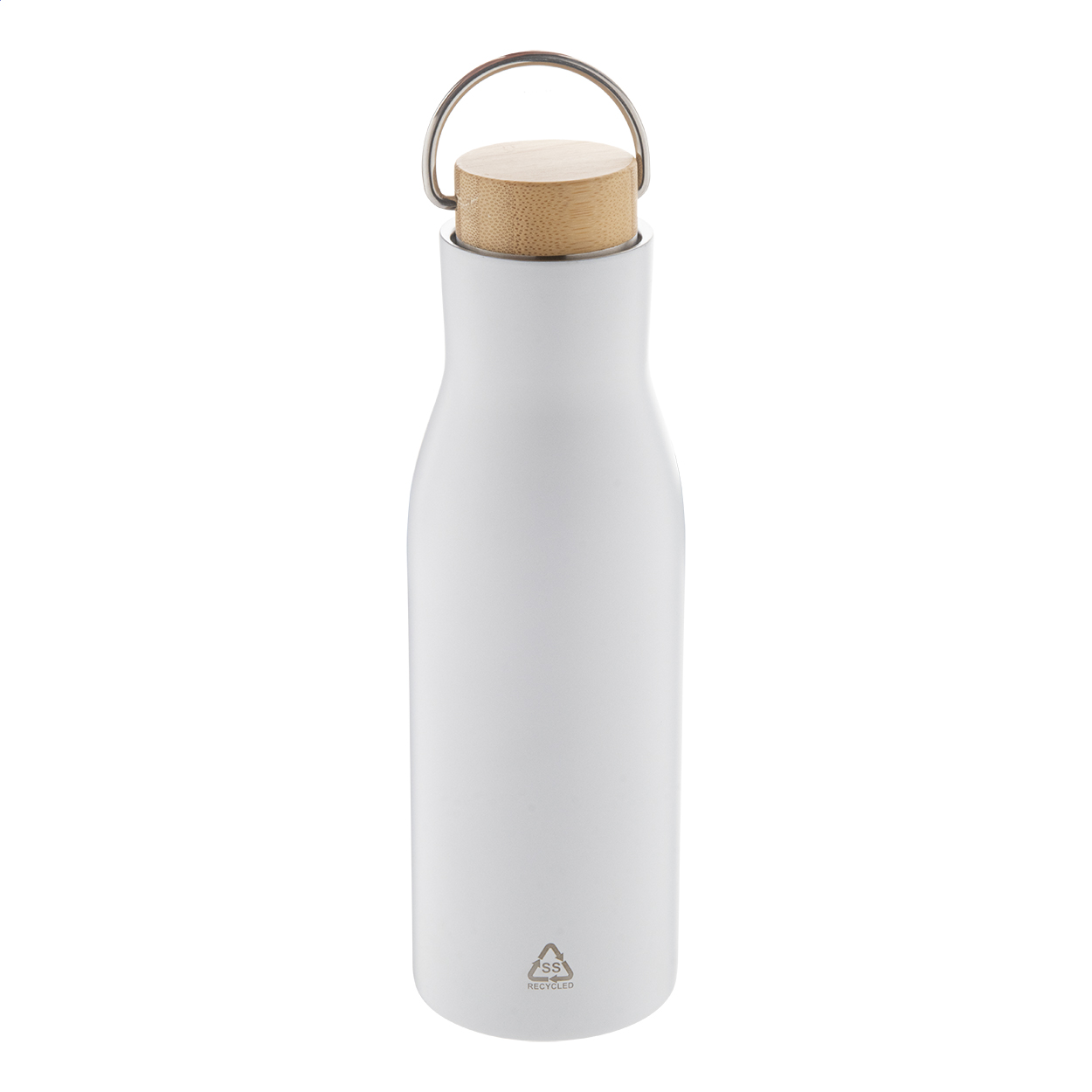Ressobo isoleerfles van gerecycled RVS met bamboe dop, 500 ml, met uw logo
