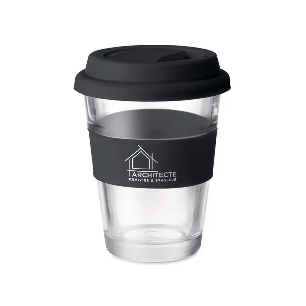 Glazen Tumbler met Siliconen Deksel - Zwijnaarde