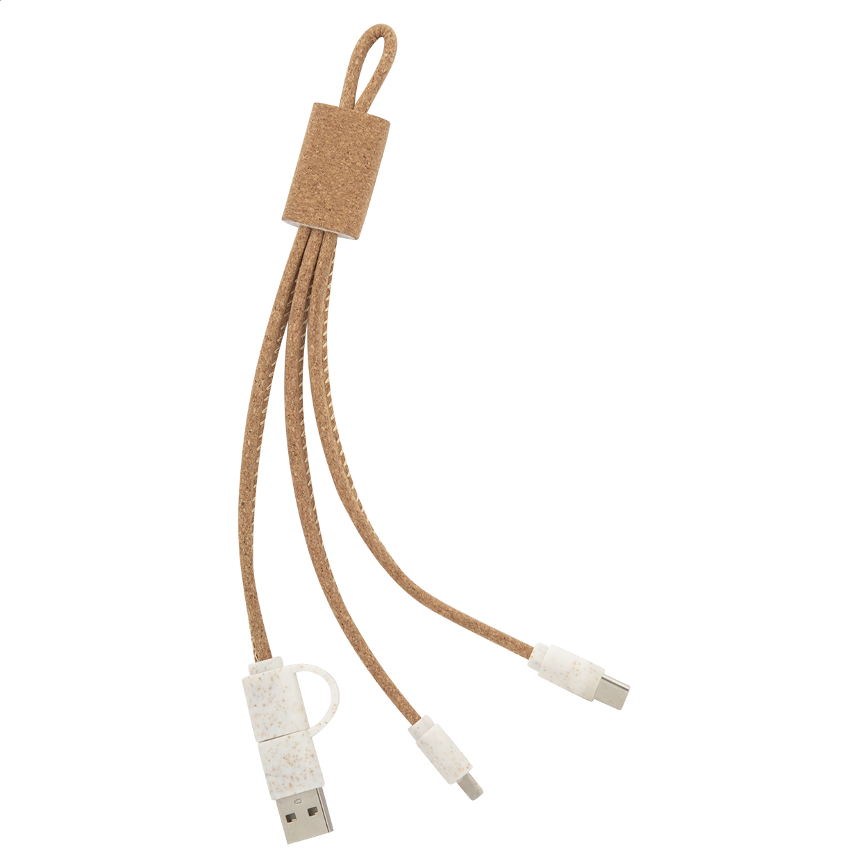 Koruku USB-laadkabel van kurk en tarwestro met logo
