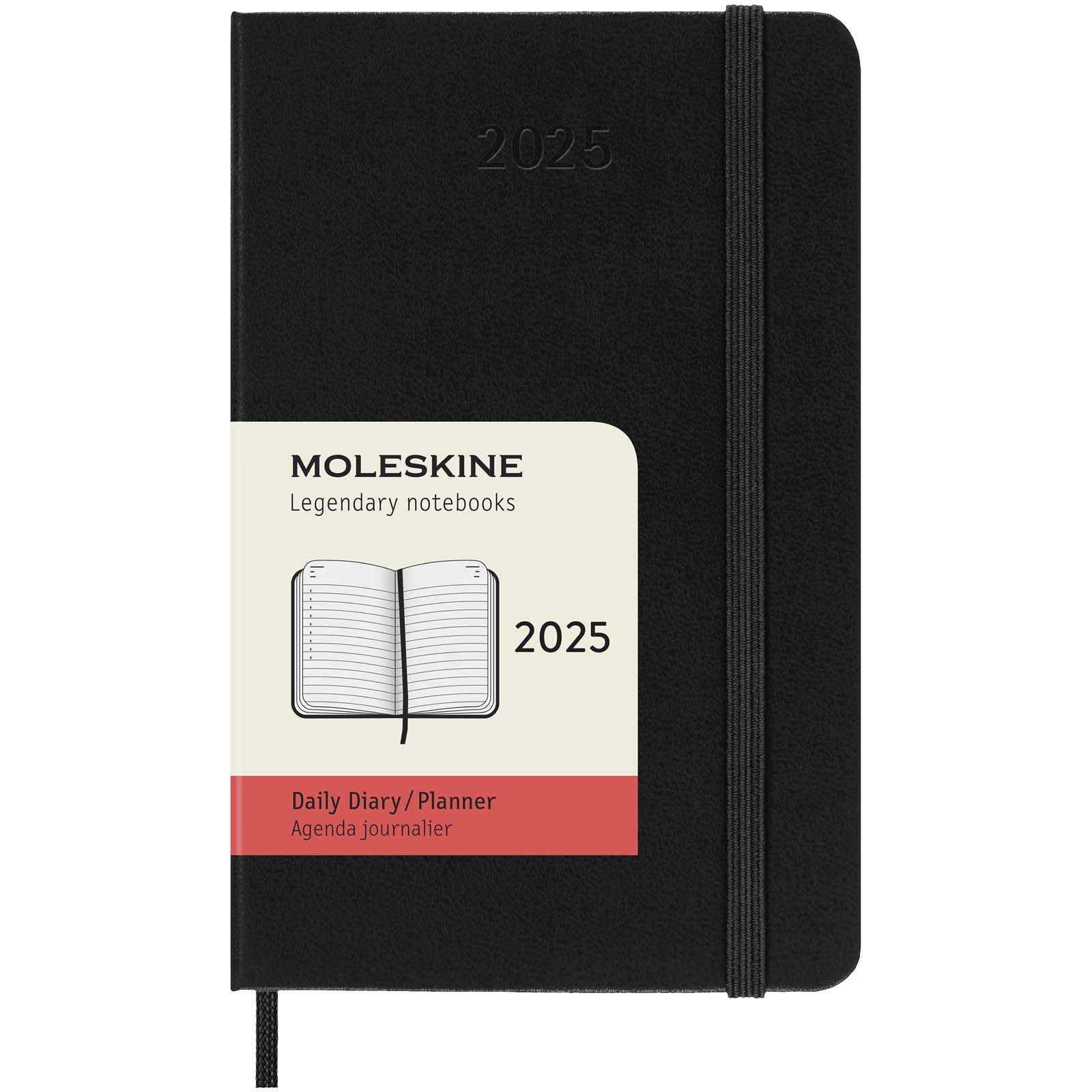 Agenda de poche quotidien 12 mois Moleskine à couverture rigide