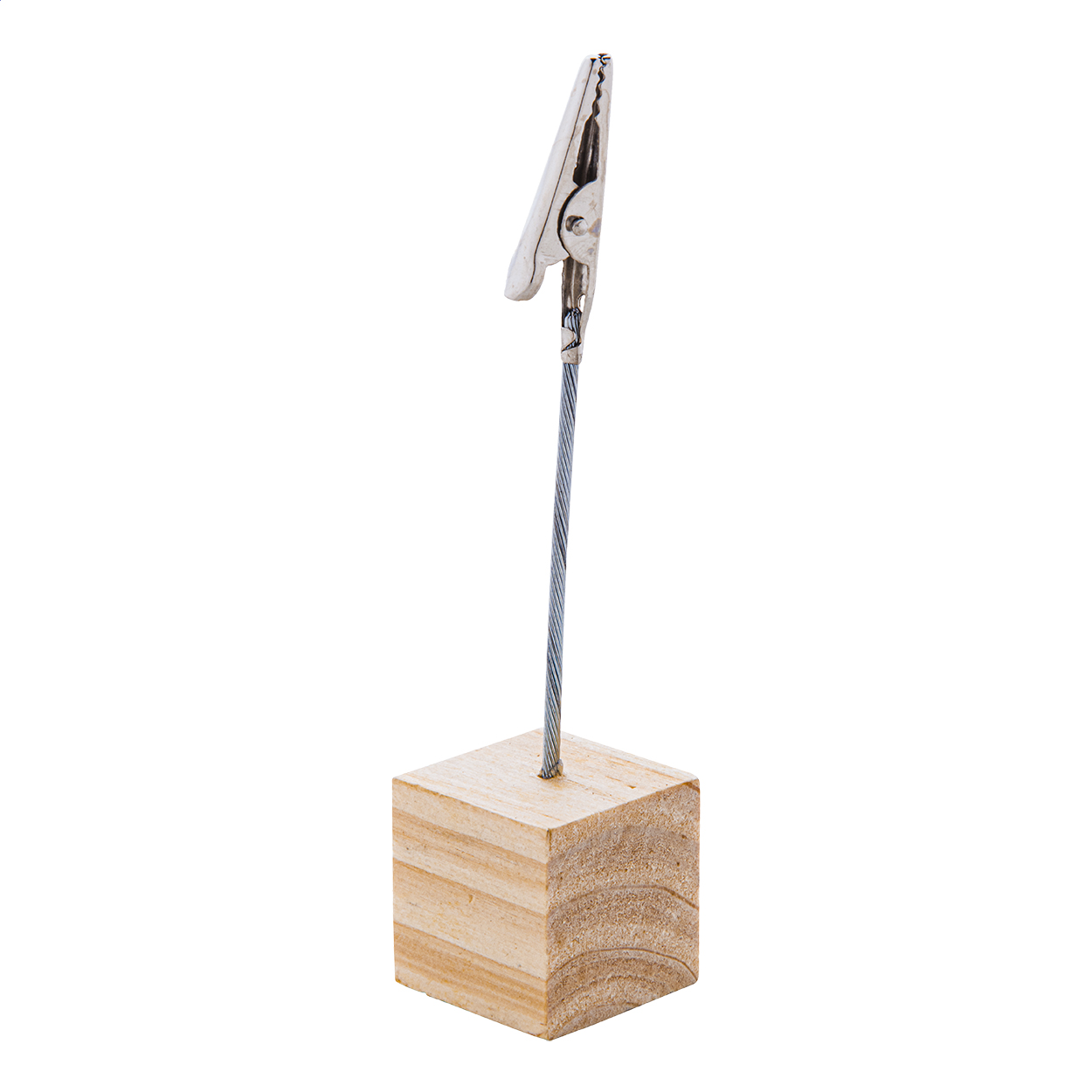 Cembra memohouder van grenenhout met metalen clip en logo