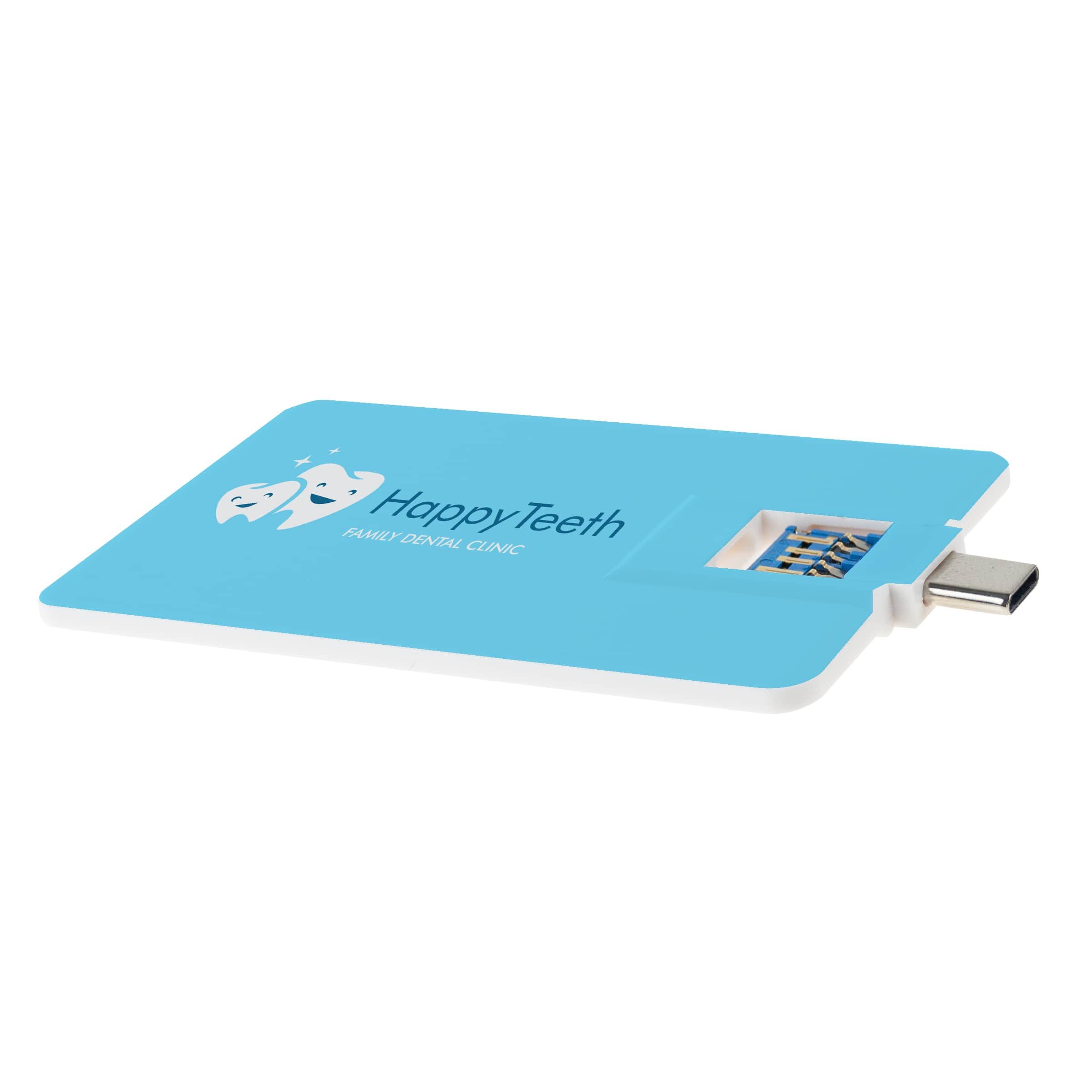 Universeel Kaartvormige USB 3.0 & Type-C Stick - Hoeilaart bedrukken met logo