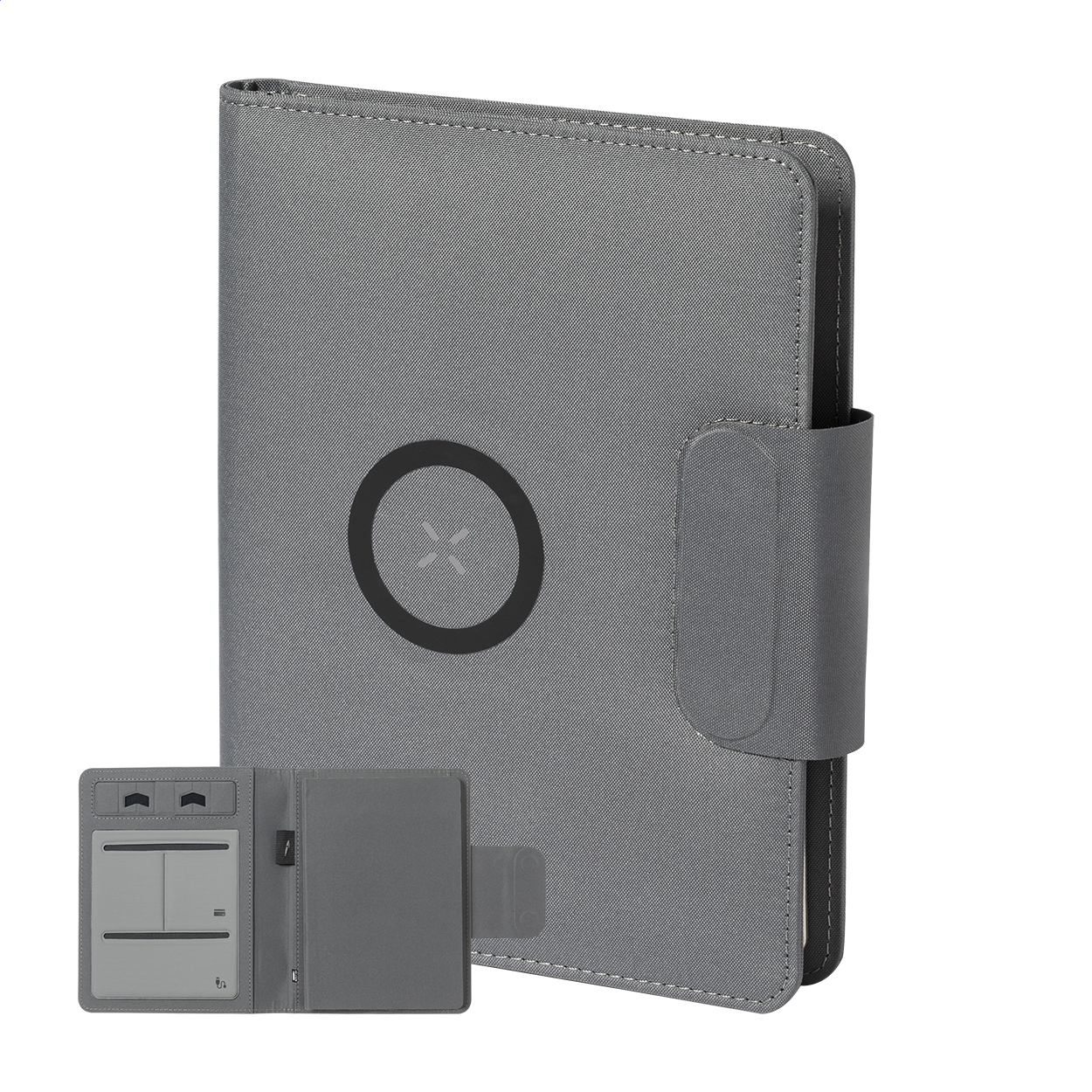 Gredox A5 RPET documentmap met draadloze lader en powerbank, logo