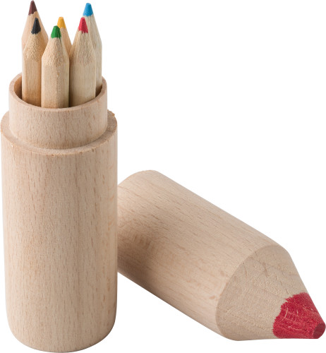 Houten Tubus met Kleurpotloden - Laarne