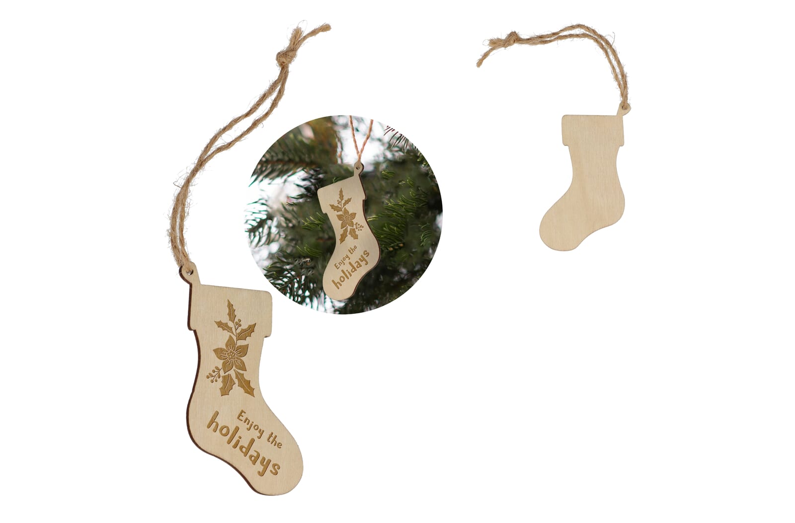 Houten Kerstsok Ornament - Herk-de-Stad