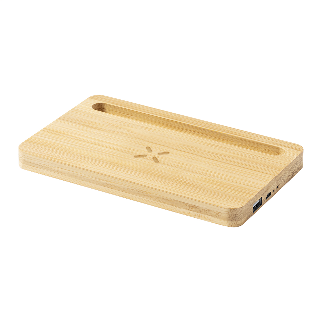 Flabo bamboe bureau-organizer met draadloze snellader 15W en logo
