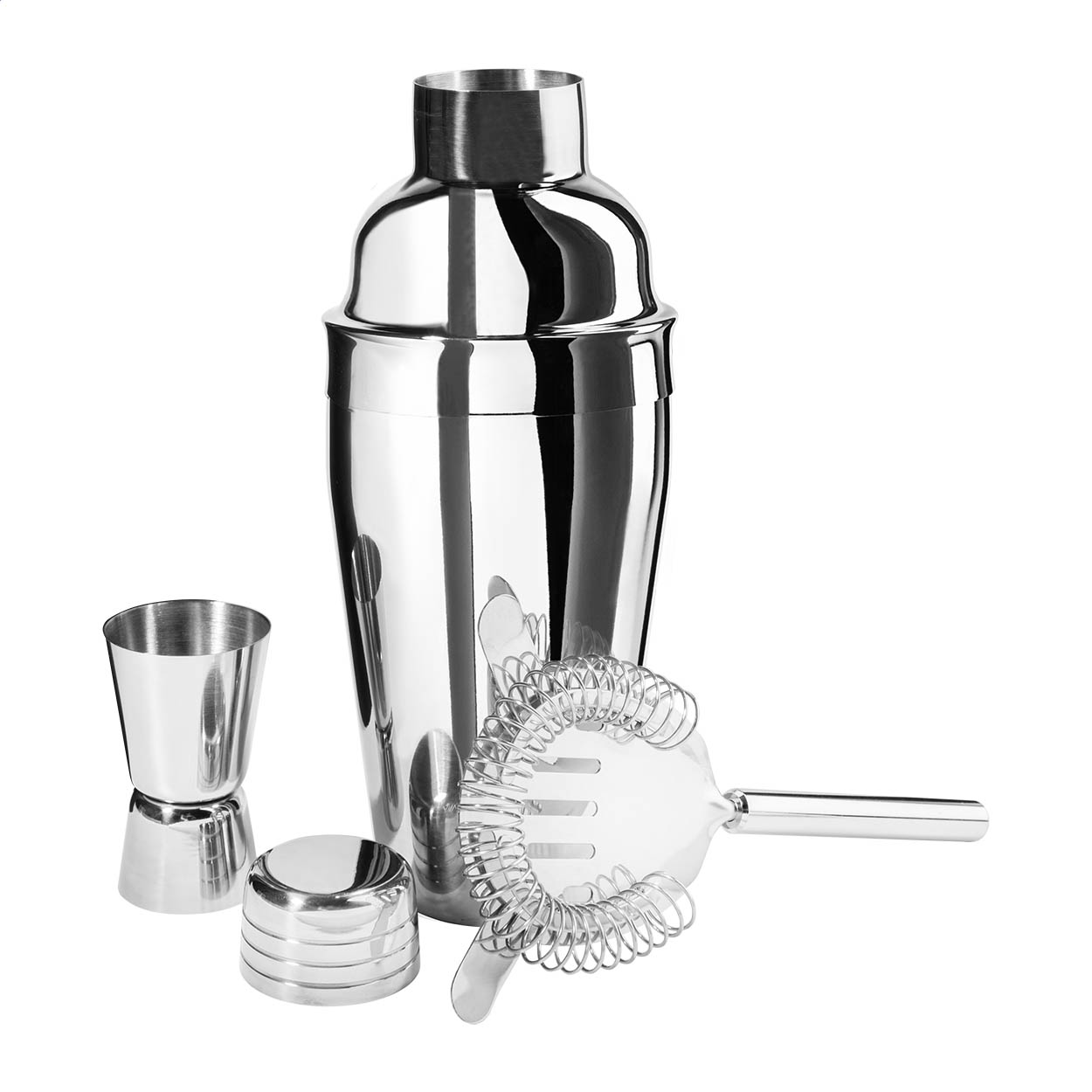 Coleman RVS cocktailset met shaker 550 ml, maatbeker en zeef, logo