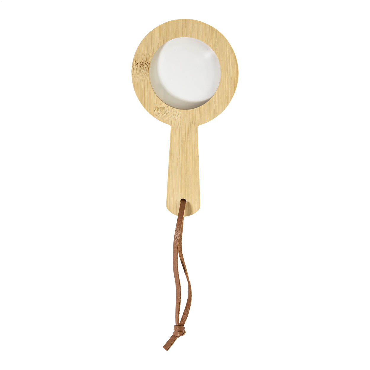 Bamboe Vergrootglas met Leren Koord - Riemst bedrukken met logo