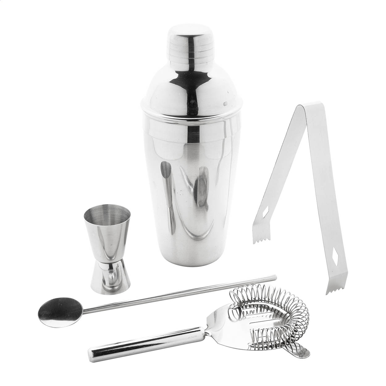 Sidecar 5-delige cocktailset van rvs met shaker 550 ml en logo bedrukken met logo