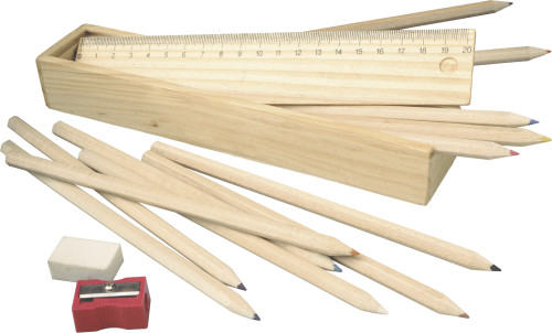 Houten potloodset met doosje - Lokeren
