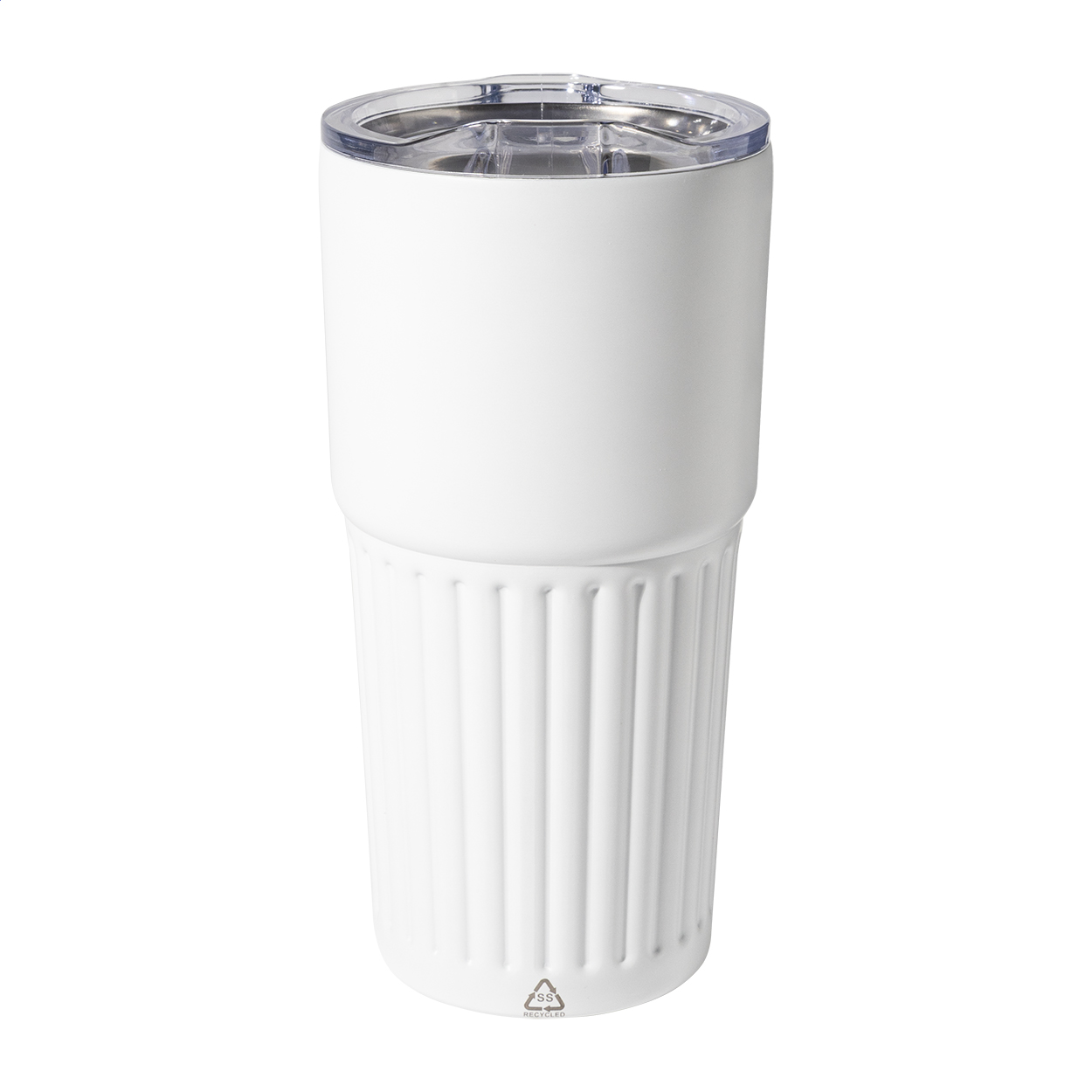 Streaky Tall thermobeker van gerecycled roestvrij staal, 600 ml, met logo