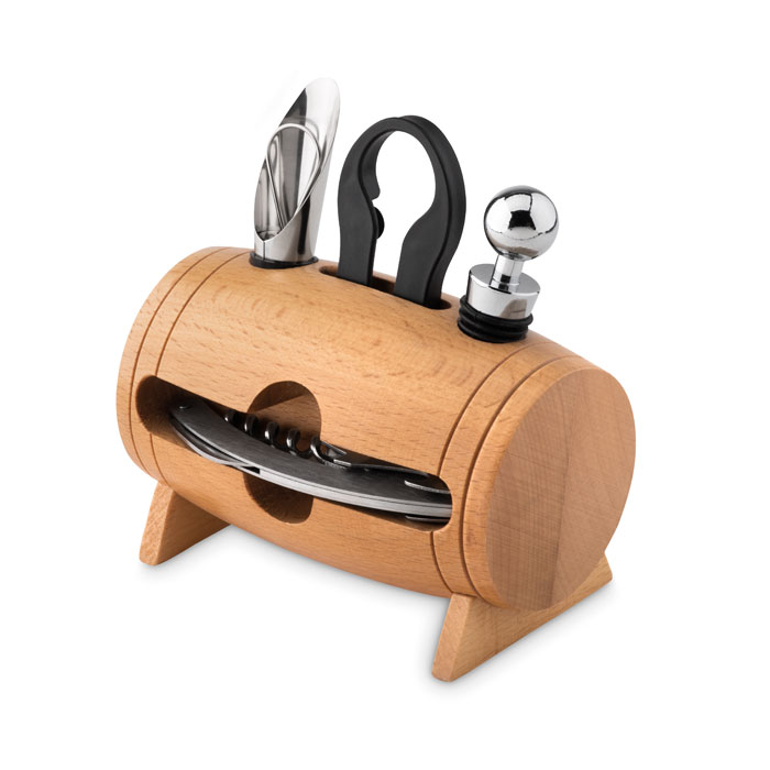 Wijnset met Houten Standaard - Zoutleeuw